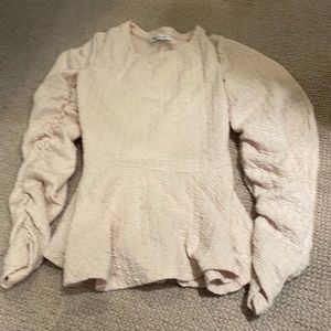 ZARA small cream peplum textured long sleeve top